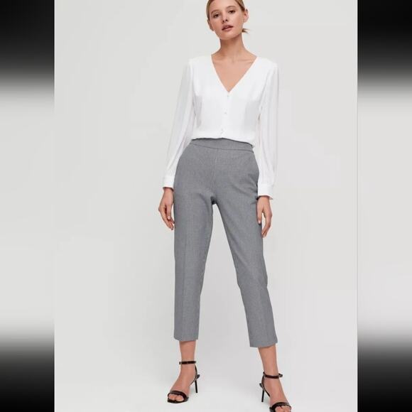 Aritzia Babaton Chadwick Pants Cropped Houndstooth - Size 6 - Picture 1 of 9